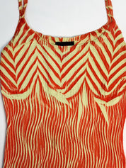 Just Cavalli 2000s Red Abstract Print Crinkle Cami - XS