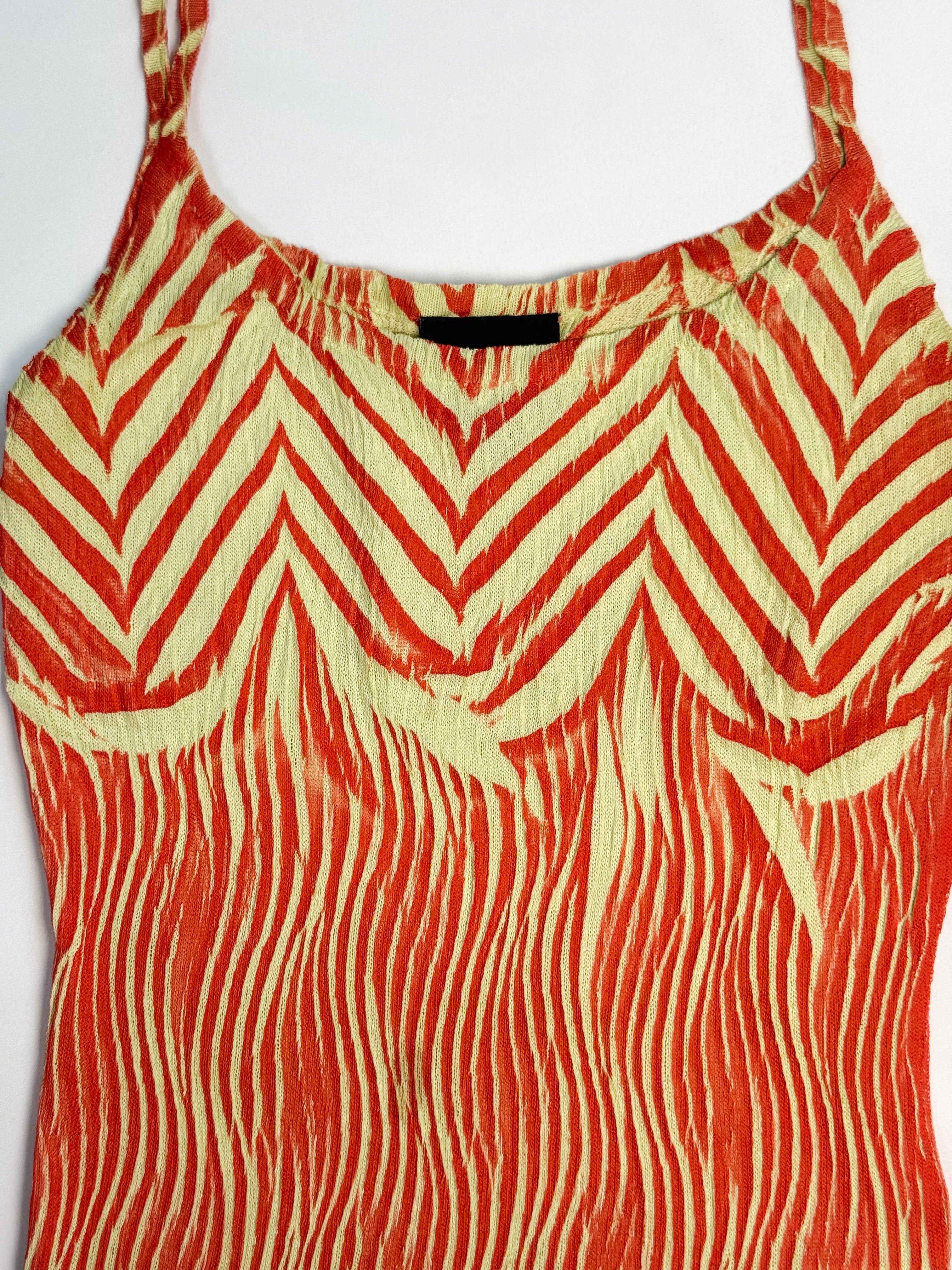 Just Cavalli 2000s Red Abstract Print Crinkle Cami - XS
