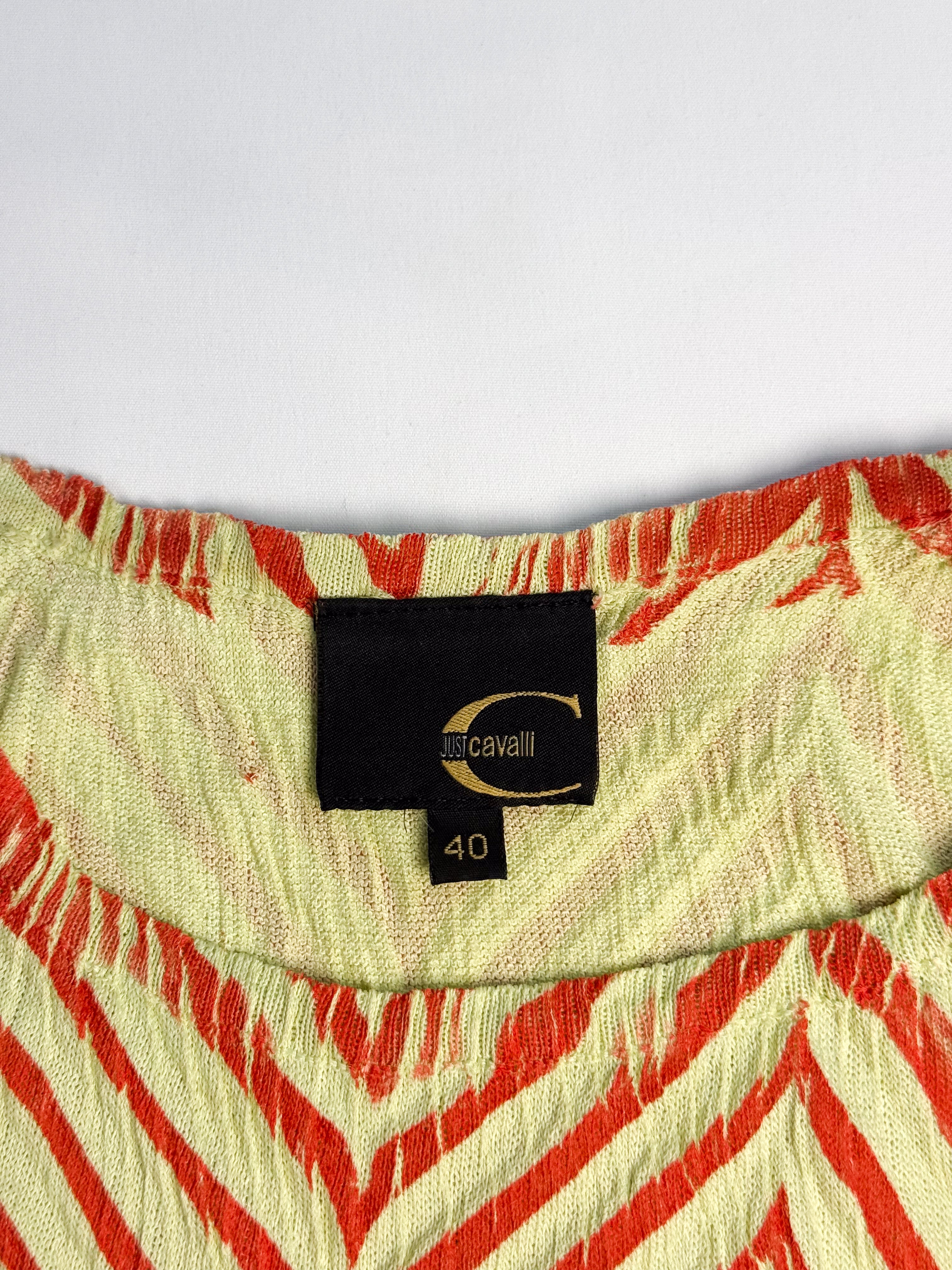 Just Cavalli 2000s Red Abstract Print Crinkle Cami - XS