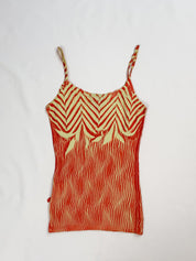 Just Cavalli 2000s Red Abstract Print Crinkle Cami - XS