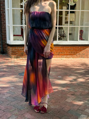 Morena Rosa 2000s Sunset Ombre Silk Convertible Strapless Dress - S