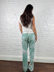 Roberto Cavalli 2003 Seafoam Wave-Print Low-Rise Jeans