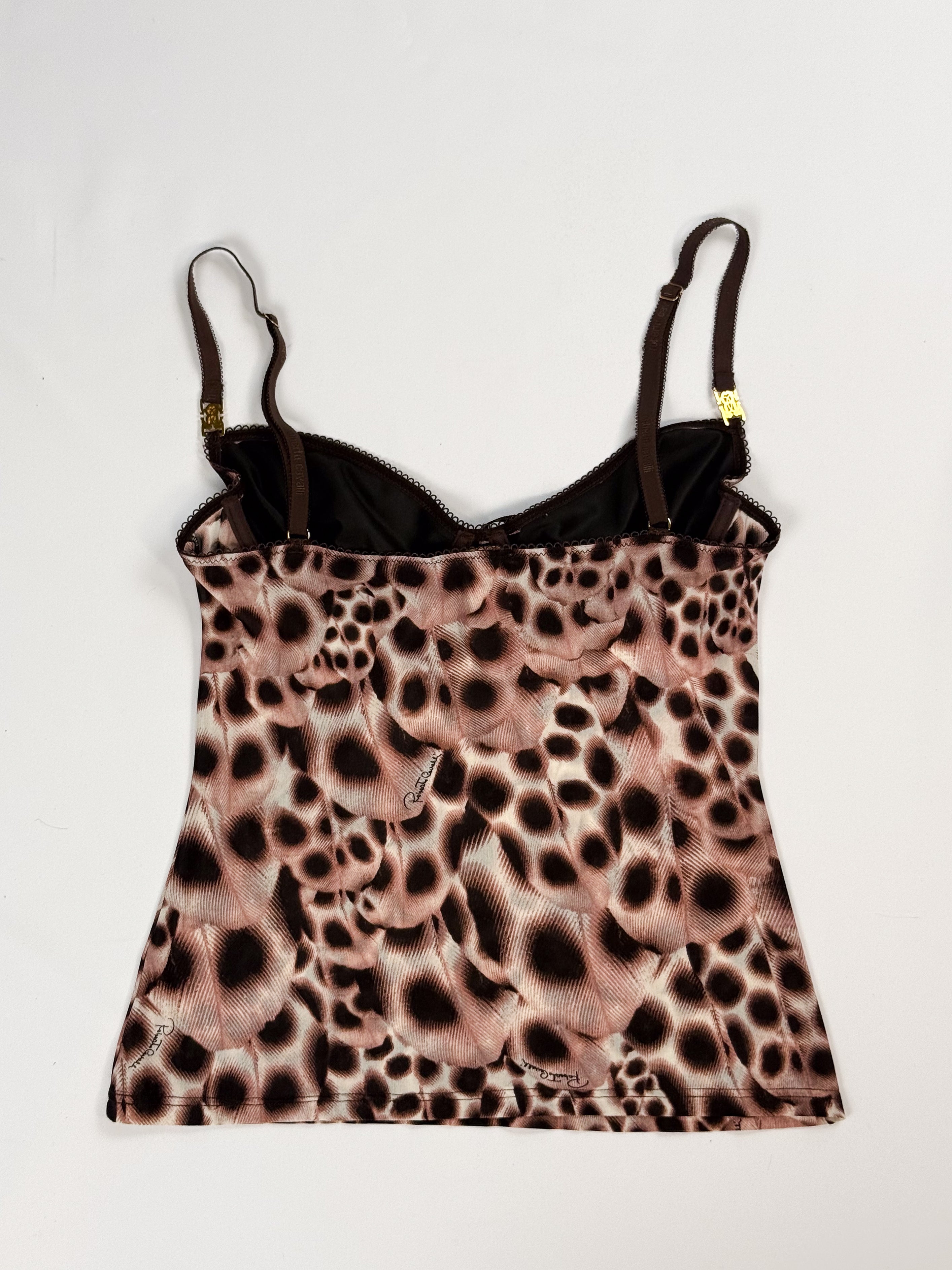 Roberto Cavalli Underwear 2000s Feather Print Bustier Cami - S