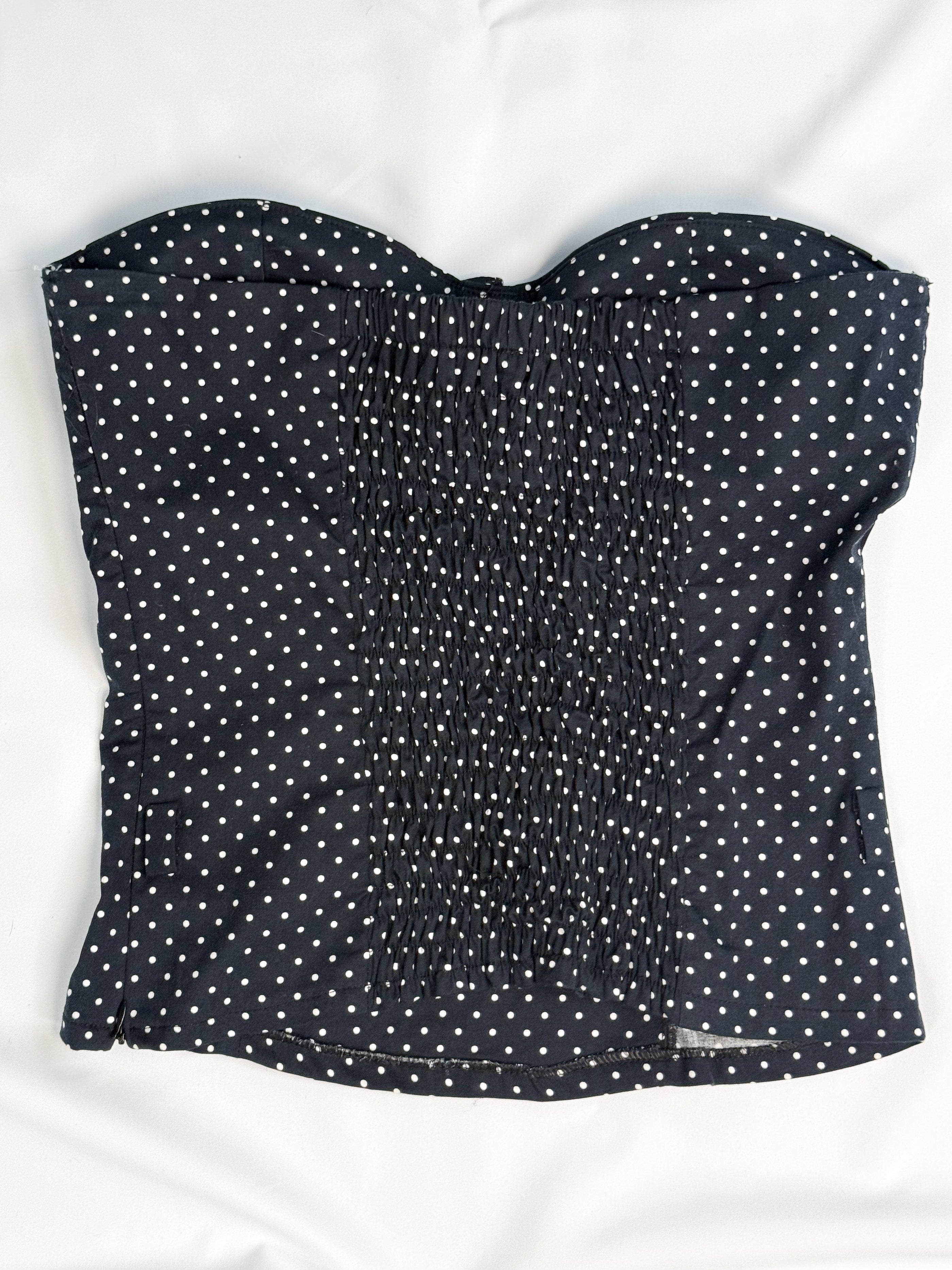 Le Group Woman 1990s Navy Polka Dot Bustier and Pencil Skirt Set - M/L