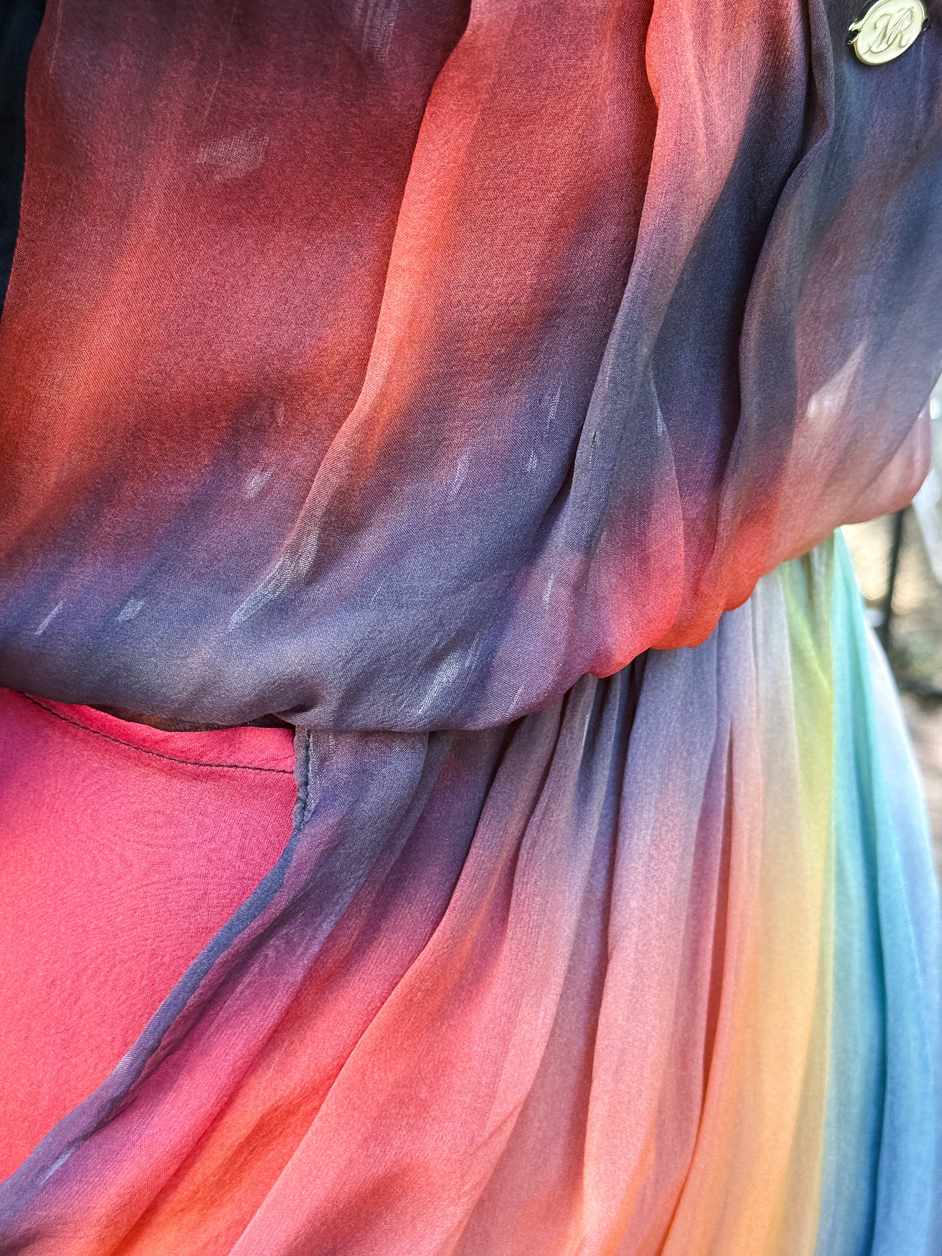 Morena Rosa 2000s Sunset Ombre Silk Convertible Strapless Dress - S