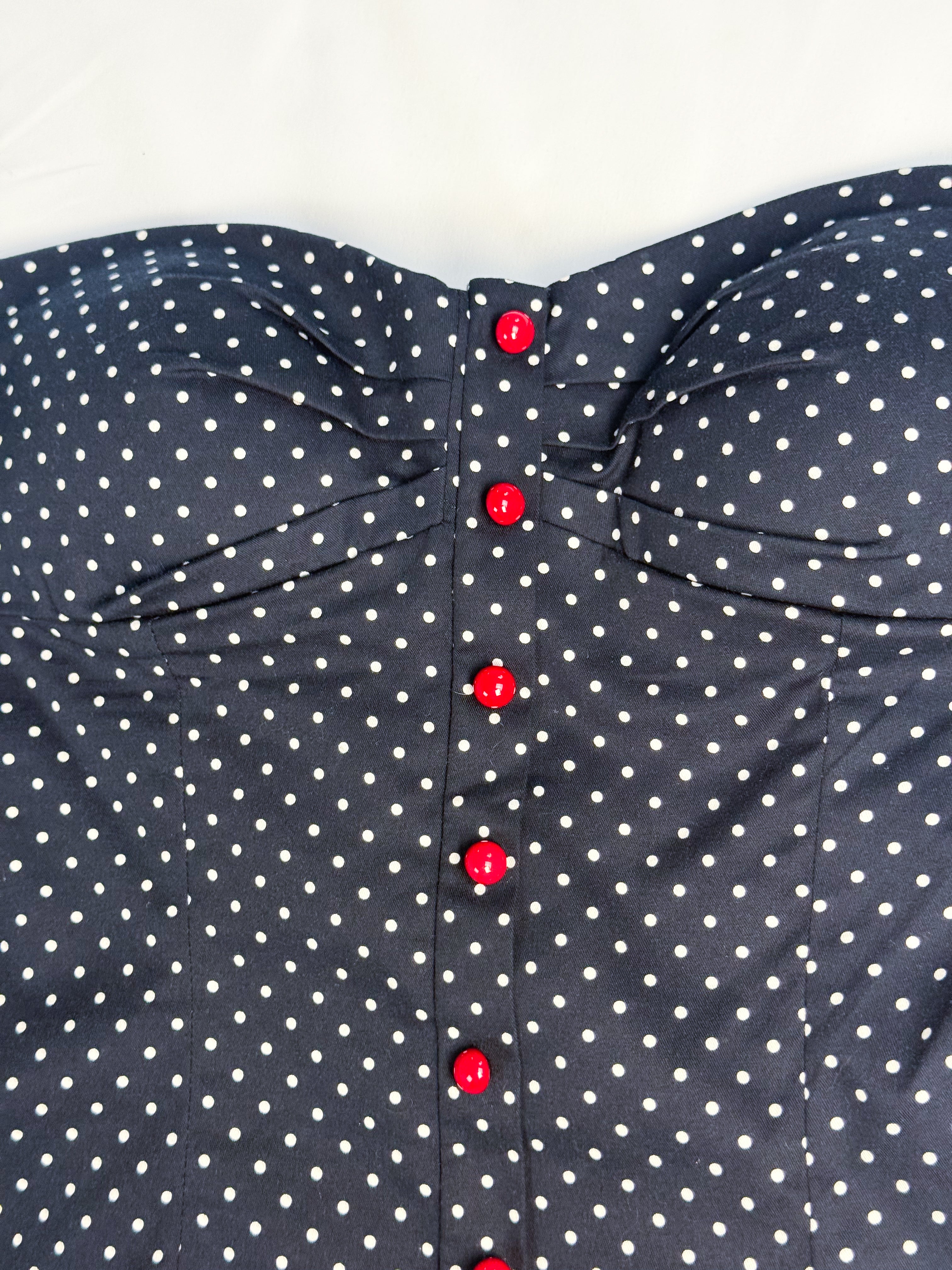 Le Group Woman 1990s Navy Polka Dot Bustier and Pencil Skirt Set - M/L
