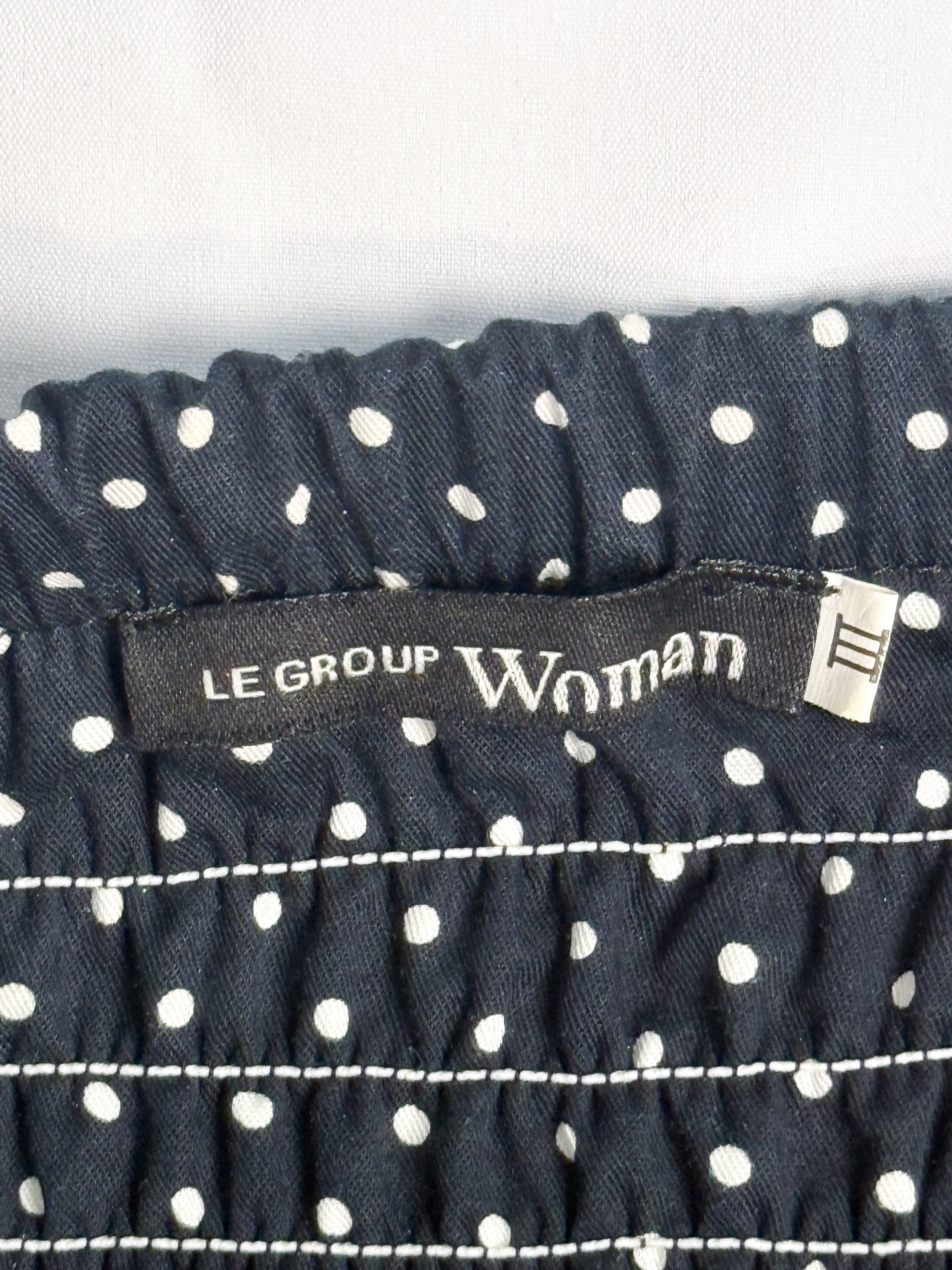 Le Group Woman 1990s Navy Polka Dot Bustier and Pencil Skirt Set - M/L
