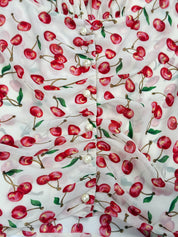 Collectif London Cherry Print Pearl Button Blouse - XS/S