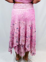 LoveShackFancy 2010s Beaded Lace Handkerchief-Hem Maxi Skirt - S/M