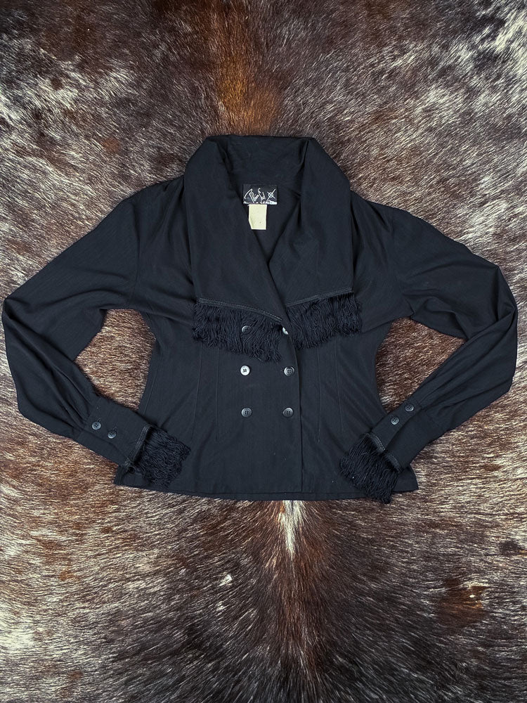 Plein Sud 1990s Black Fringe Blazer