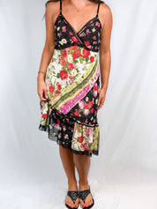 2000s Multicolor Floral Patchwork Slip Dress - M/L