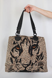 Gai Mattiolo Leopard Beaded Tote Bag