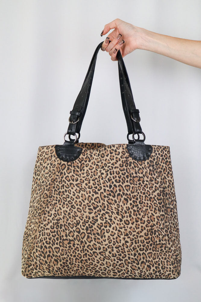 Gai Mattiolo Leopard Beaded Tote Bag