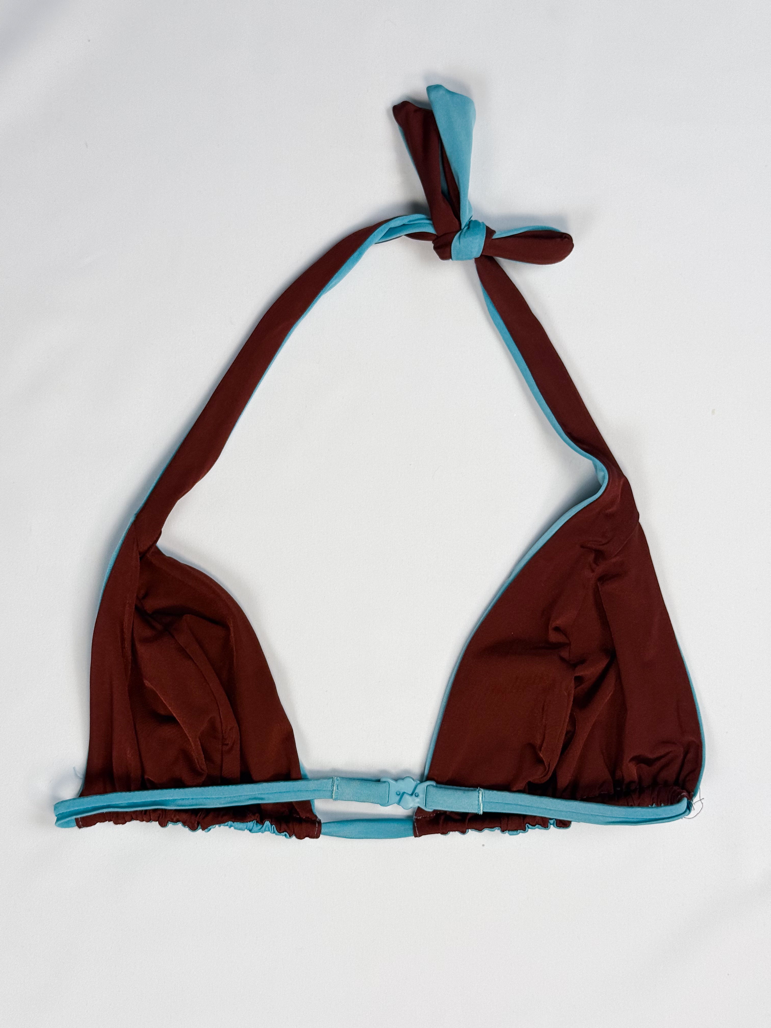 Tenera Carlotta 2000s Teal Embroidered Floral Halter Bikini Set - M