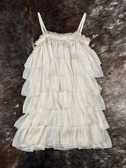 D&G 2000s Ivory Silk Tiered Mini Dress