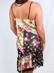 2000s Multicolor Floral Patchwork Slip Dress - M/L