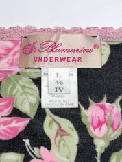 Blumarine Underwear 2000s Black Rose Print Polka Dot Halter Top - S-L