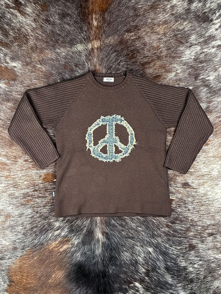 Moschino Jeans 2000s Brown Peace Sign Sweater