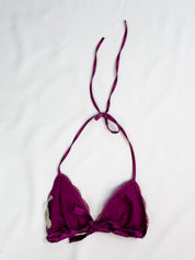 Blumarine 2000s Magenta Silk Lace Halter Bikini Set - XS Top - L Bottoms