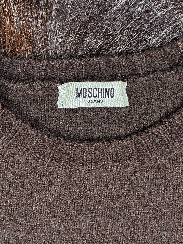 Moschino Jeans 2000s Brown Peace Sign Sweater