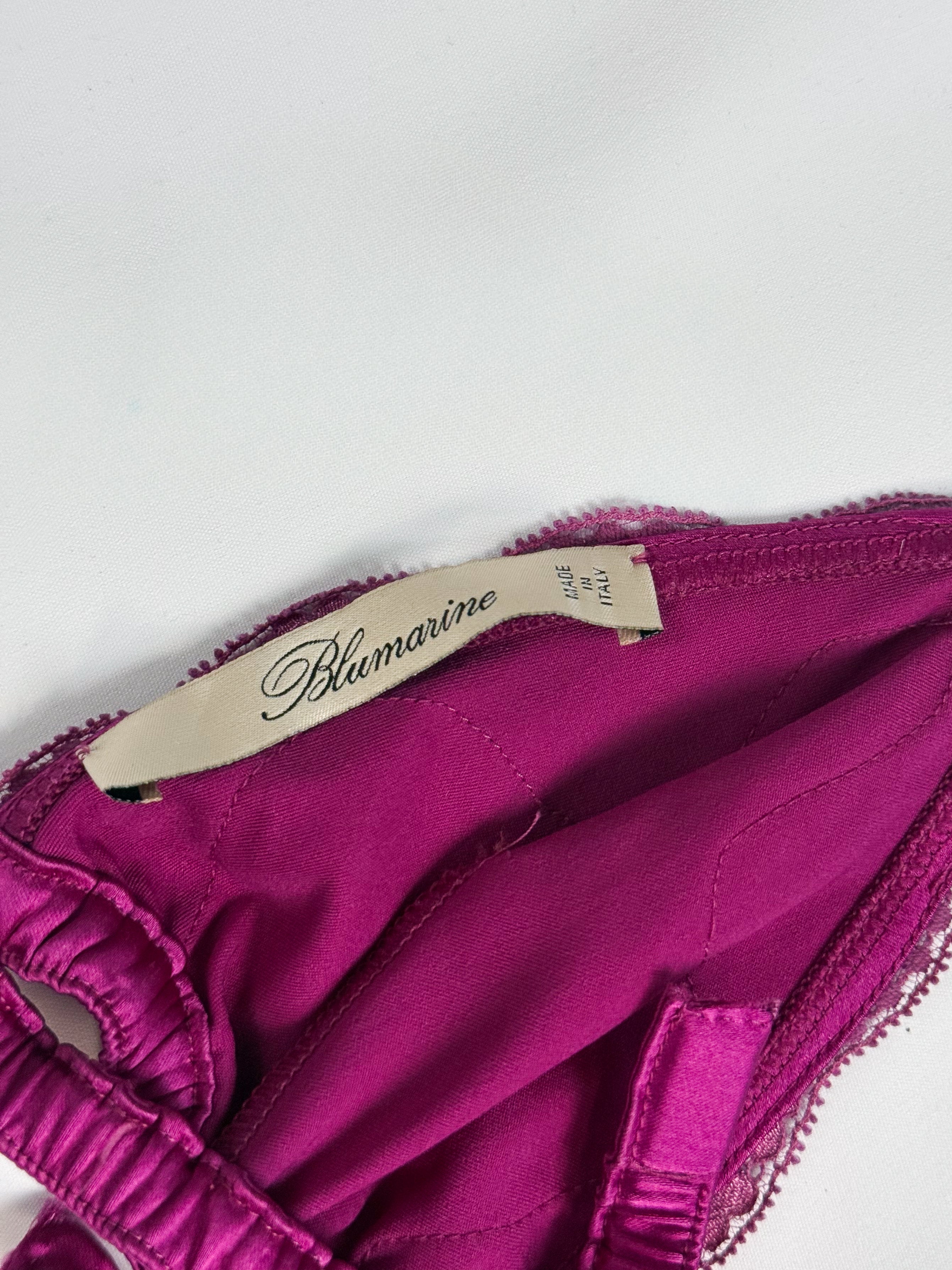 Blumarine 2000s Magenta Silk Lace Halter Bikini Set - XS Top - L Bottoms
