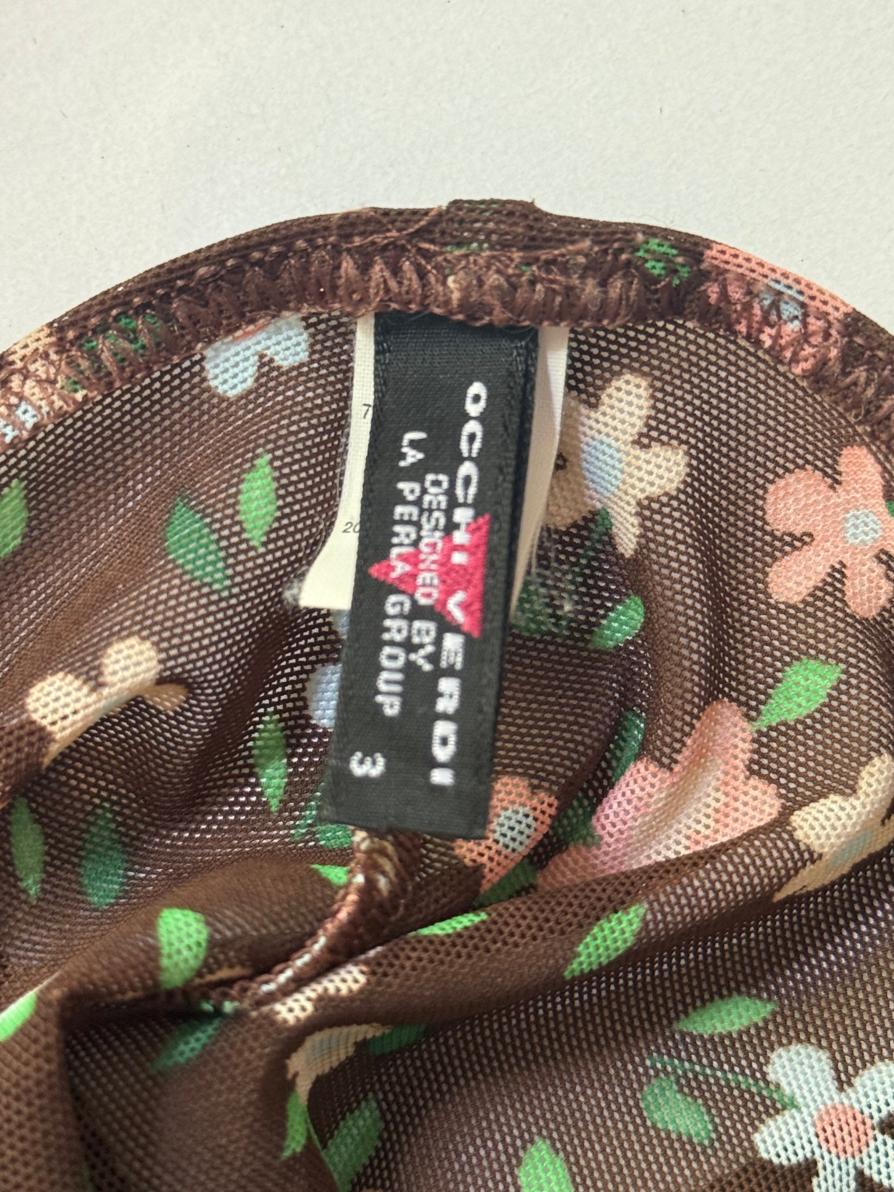 Occhi Verdi by La Perla 2000s Brown Floral Mesh Cami - S/M