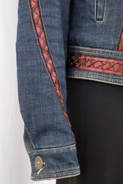 2000s Roccobarocco Denim Embroidered Fur Jacket – S