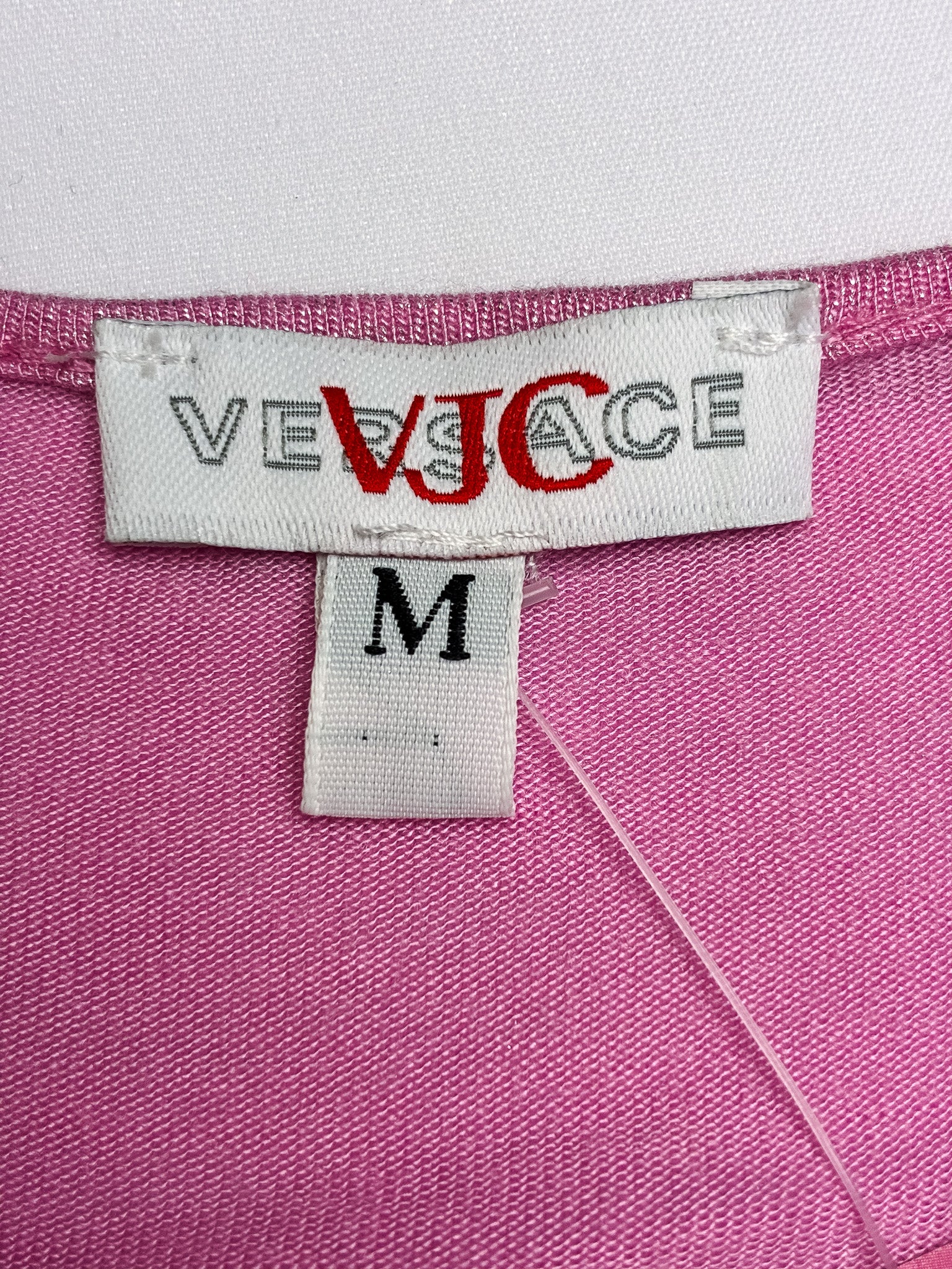 Versace Jeans Couture 2000s Pink Sparkly Tank with Silver Hardware - M