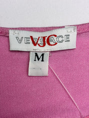 Versace Jeans Couture 2000s Pink Sparkly Tank with Silver Hardware - M