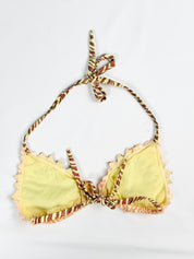 Pin-Up Stars 2000s Zebra Print Sequin Sunflower Halter Bikini Set