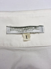 Naracamicie 2000s White Pintuck Zip Front Fitted Shirt - S