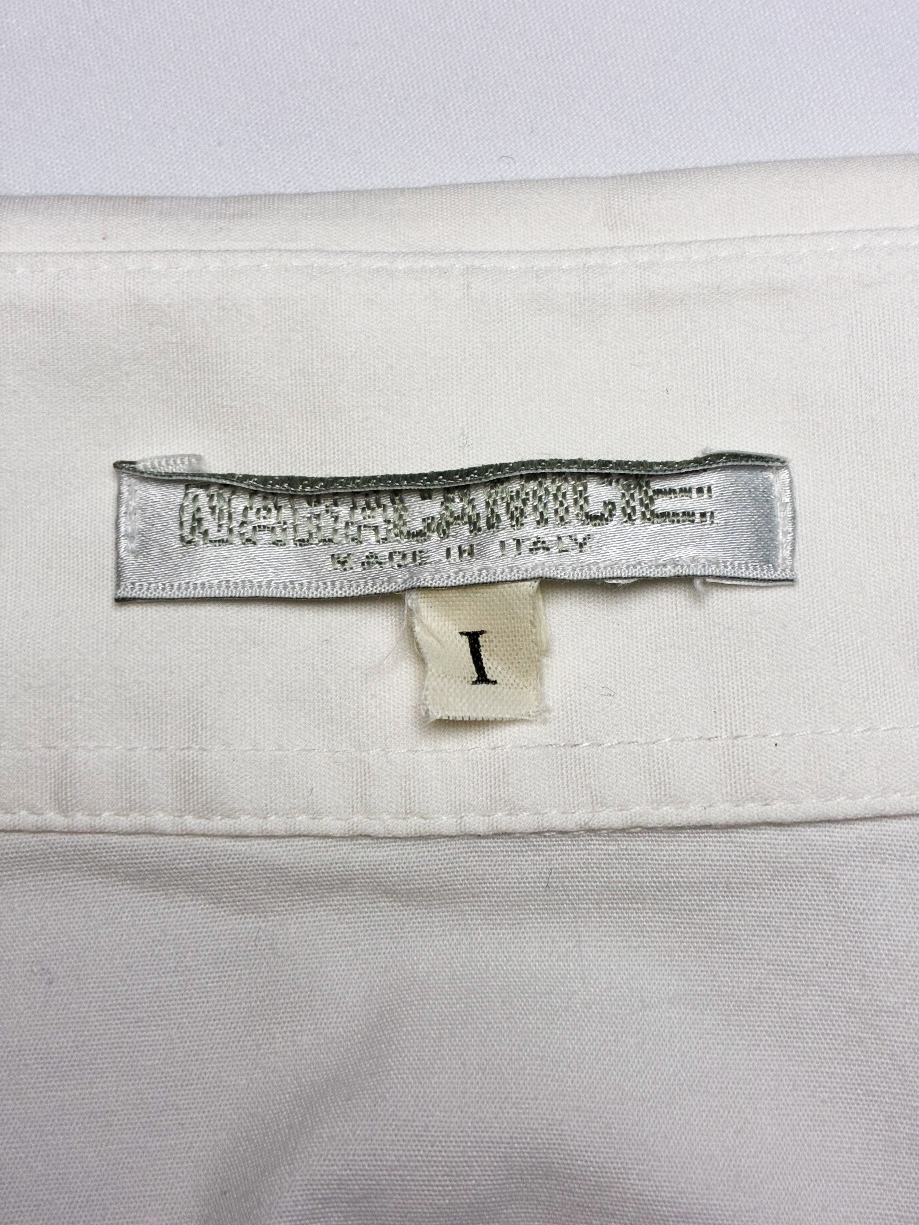 Naracamicie 2000s White Pintuck Zip Front Fitted Shirt - S