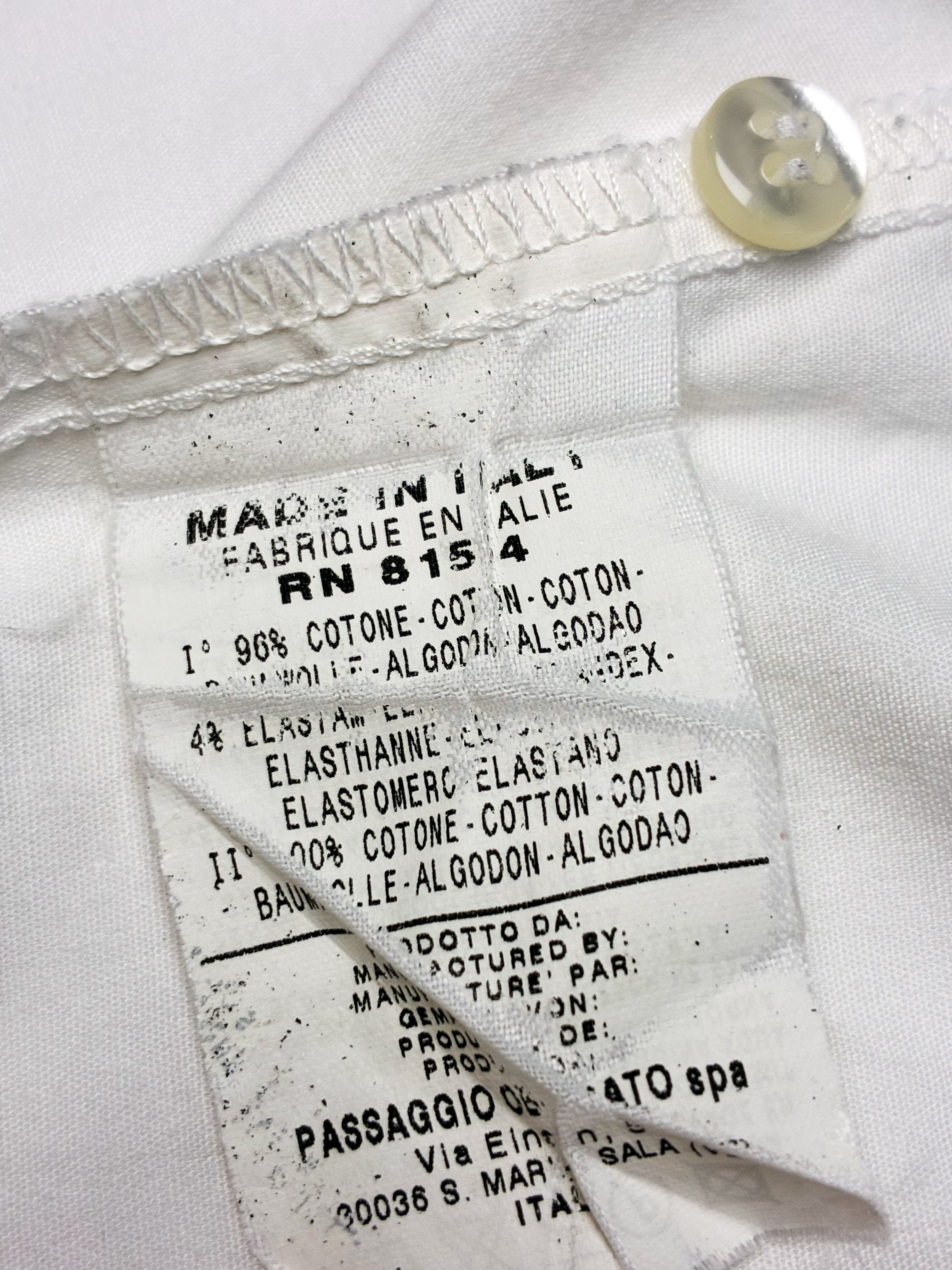 Naracamicie 2000s White Pintuck Zip Front Fitted Shirt - S