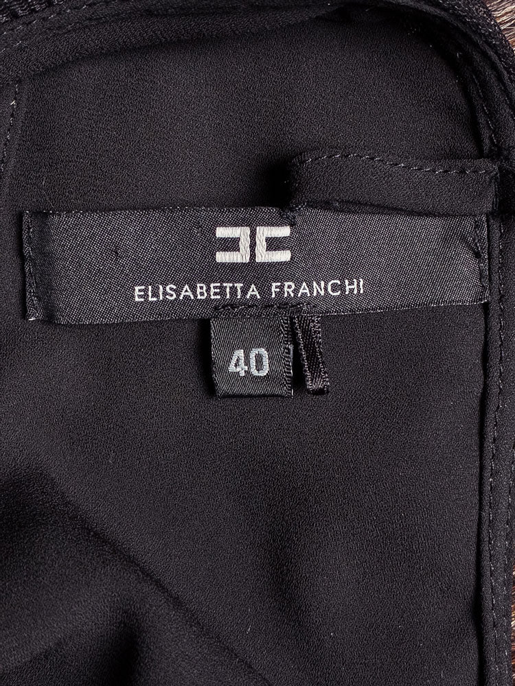 Elisabetta Franchi Black Tulle Gown with Corset Belt