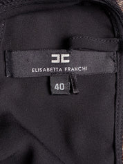 Elisabetta Franchi Black Tulle Gown with Corset Belt