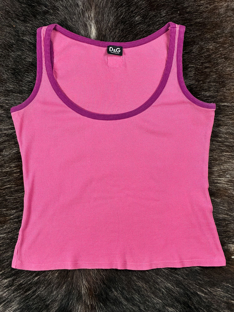 D&G Pink Ribbed Tank Top