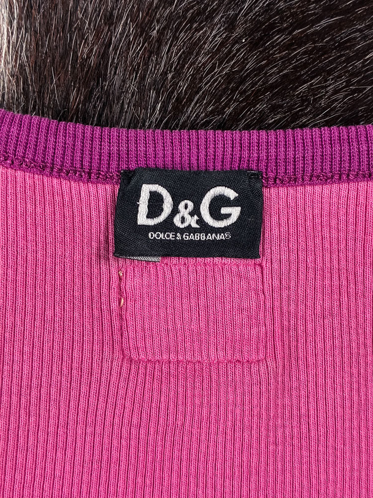D&G Pink Ribbed Tank Top