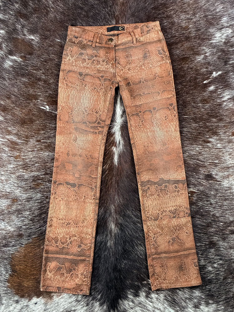 Just Cavalli 2000s Brown Python-Print Jeans