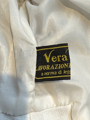 2000s White Leather Grommet Lace-Up Moto Jacket – S