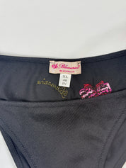 Blumarine 2000s Black Hibiscus Embroidered Bikini and Sarong Set – M/L