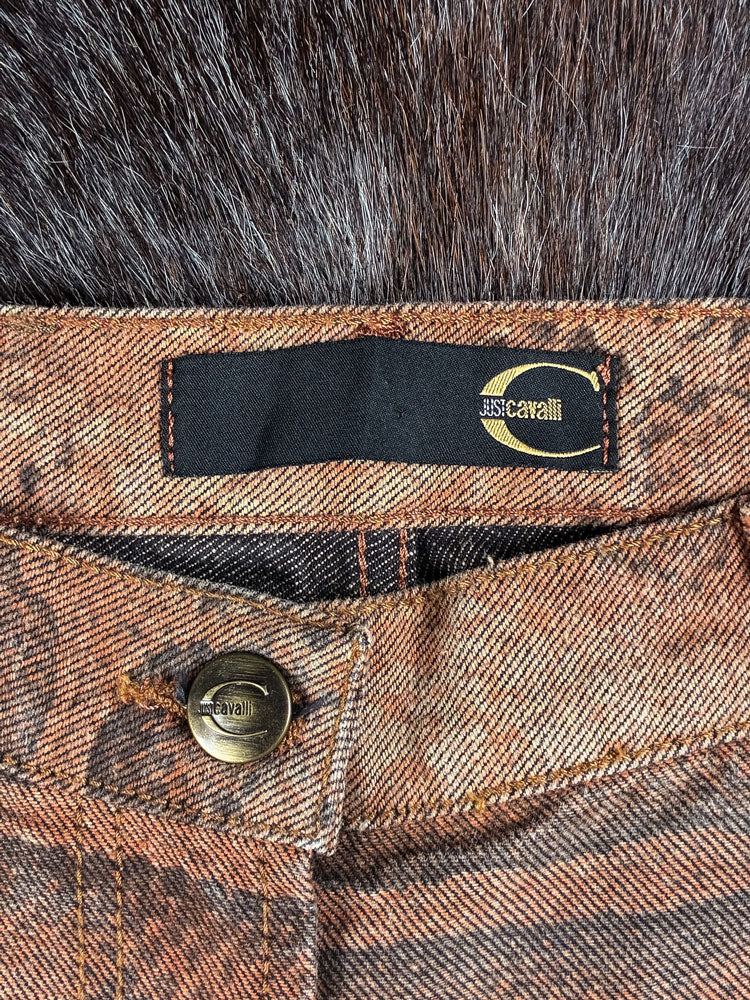 Just Cavalli 2000s Brown Python-Print Jeans