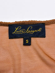 Luisa Spagnoli 2000s Bronze Beaded Sequin Floral Mesh Tank - XS/S