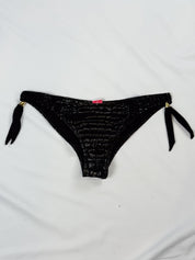 Pin-Up Stars 2000s Black Croc-Embossed Triangle Bikini Set