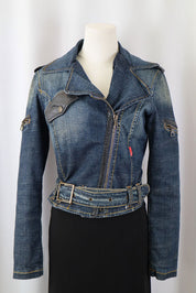 2000s Phard Dark Denim Jacket with Faux Fur – XS/S
