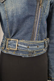 2000s Phard Dark Denim Jacket with Faux Fur – XS/S