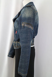 2000s Phard Dark Denim Jacket with Faux Fur – XS/S