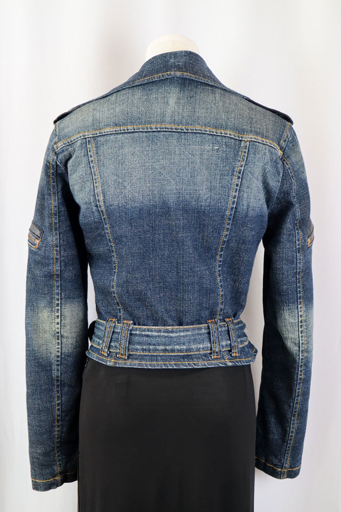 2000s Phard Dark Denim Jacket with Faux Fur – XS/S