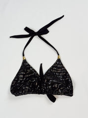 Pin-Up Stars 2000s Black Croc-Embossed Triangle Bikini Set