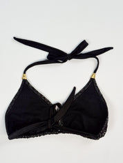 Pin-Up Stars 2000s Black Croc-Embossed Triangle Bikini Set