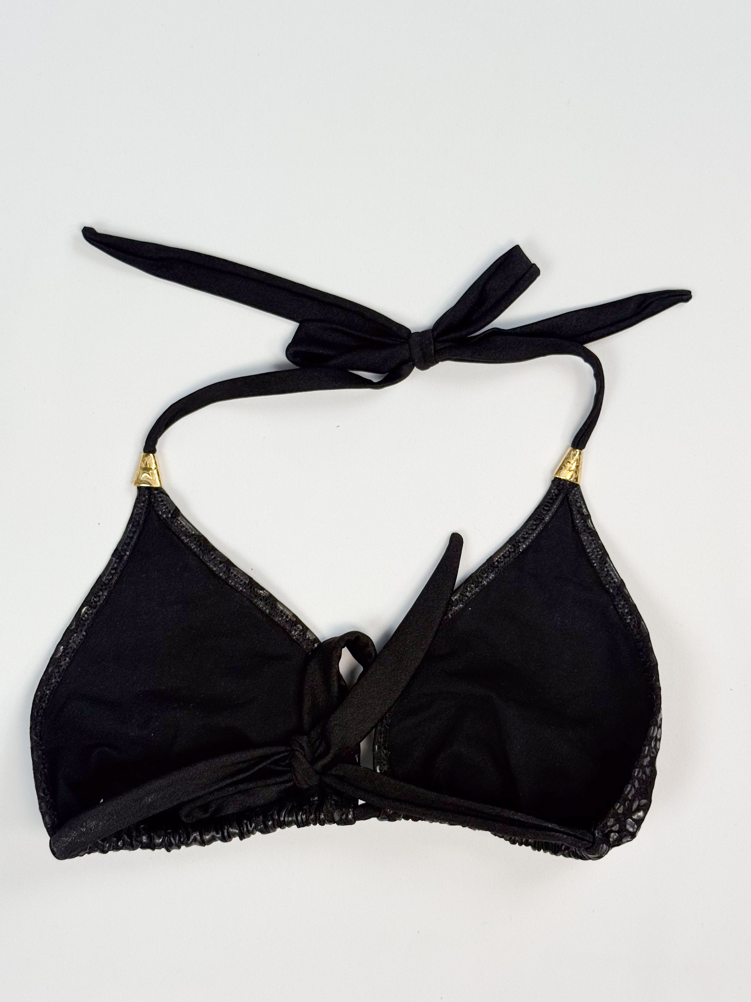 Pin-Up Stars 2000s Black Croc-Embossed Triangle Bikini Set